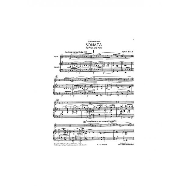 Alan Paul: Sonata For Viola And Piano