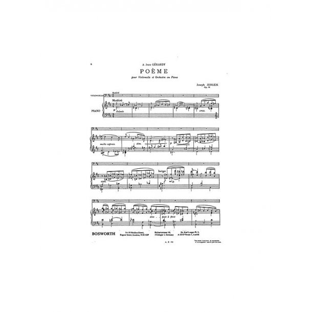Joseph Jongen: Poeme For Cello And Piano