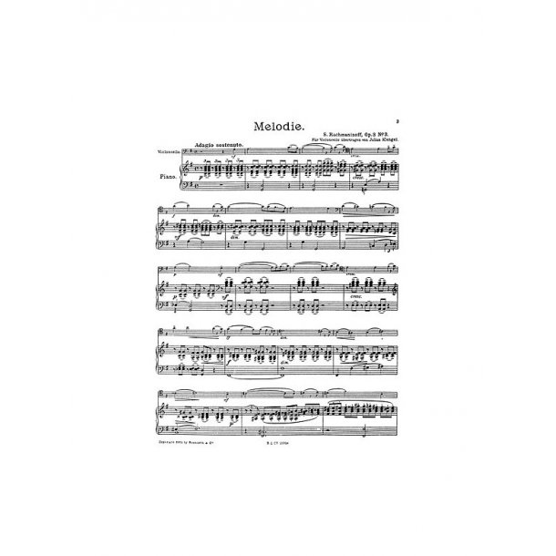 Sergei Rachmaninov: Melodie For Cello And Piano Op.3 No.3