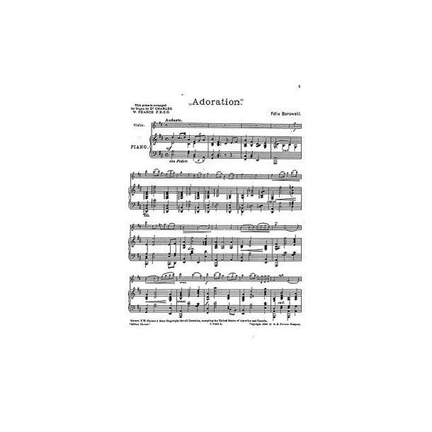 præambel Dalset stof Felix Borowski: Adoration (Violin/Piano) - Violin Noder og Bøger - Stepnote