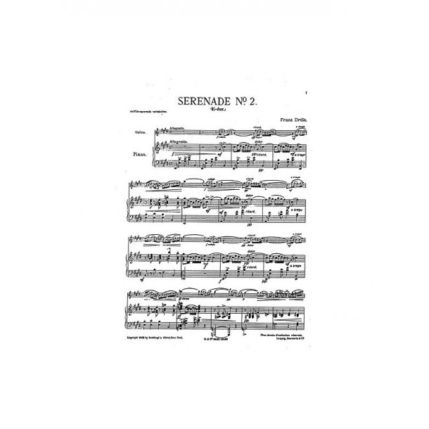 onsdag korn sikkerhedsstillelse Franz Drdla: Serenade For Violin And Piano No.2 - Violin Noder og Bøger -  Stepnote