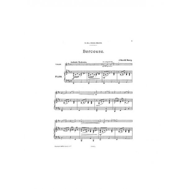 Henry, J H Berceuse Vln/Pf