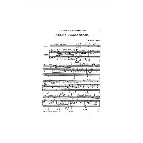 Henry, J H Allegro Appassionato Vln/Pf