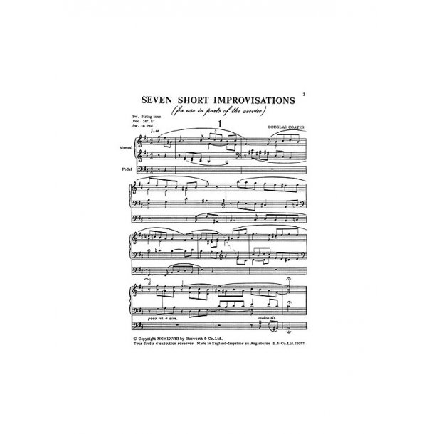 Douglas Coates: Seven Short Improvisations For Organ