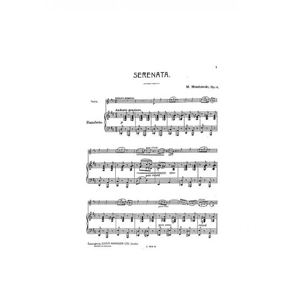 Moritz Moszkowski: Serenade For Violin And Piano Op.15 No.1