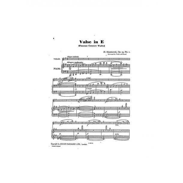 Moritz Moszkowski: Waltz In E For Violin And Piano Op.34 No.1