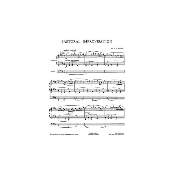 Felton Rapley: Pastoral Improvisation For Organ