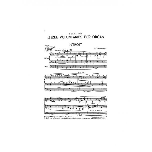 W.S. Lloyd Webber: Three Voluntaries For Organ