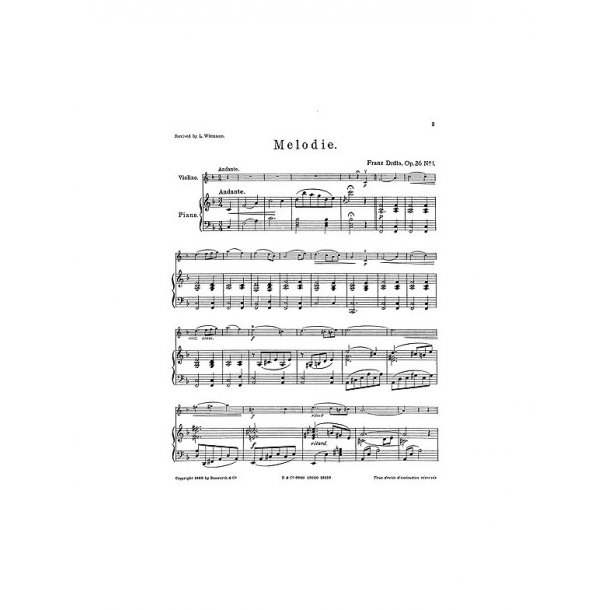 Franz Drdla: Melodie For Violin And Piano Op.26 No.1