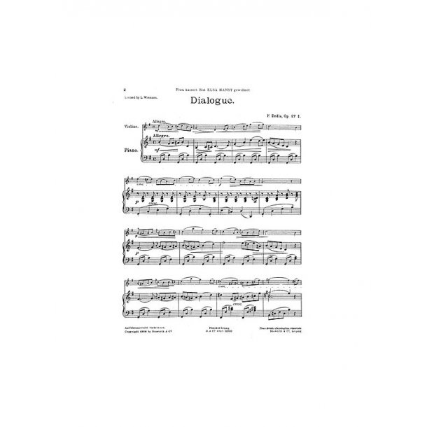 Franz Drdla: Dialogue For Violin And Piano Op.27 No.1