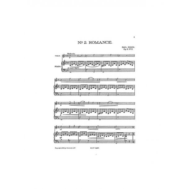 Paul Essek: Romance For Violin And Piano Op.3 No.2