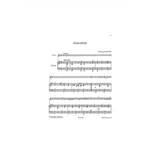 Oskar Rieding: Gavotte For Violin And Piano Op.23 No.4
