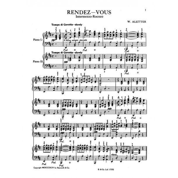W. Aletter: Rendezvous For 2 Pianos