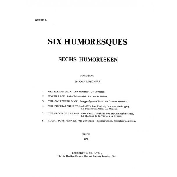 Longmire, J: Six Humoresques: Pf