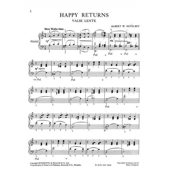 Albert Ketelbey: Happy Returns (Piano)