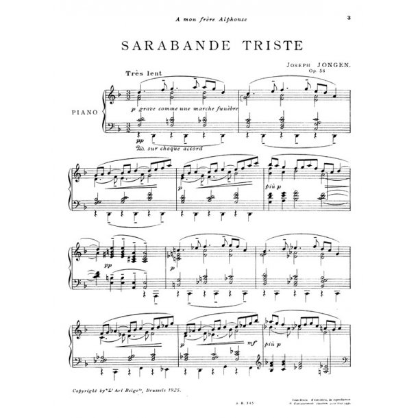 Jongen, J Sarabande Triste Pf