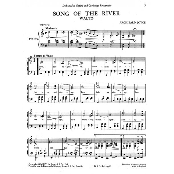 Joyce, A: Song Of The River: Pf