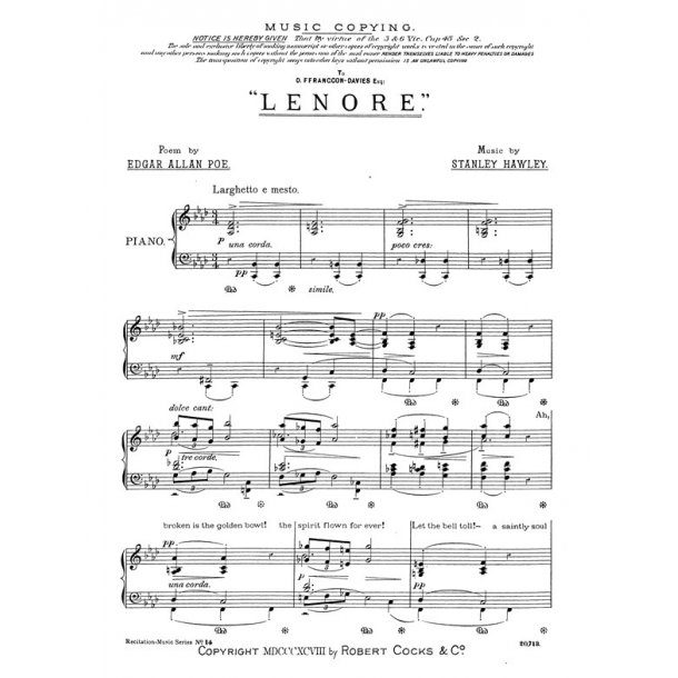 Hawley, S Lenore Recitation Piece No.14 Speaker And Piano