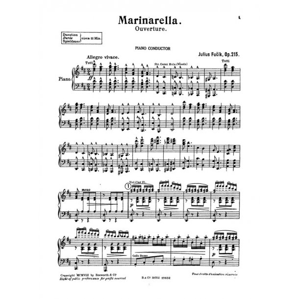 Fucik, J Marinarella Overture Orch Pf Sc/Pts