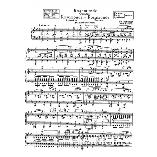 Schubert, F Rosamunde Overture (Haensch) Orch Pf Sc/Pts