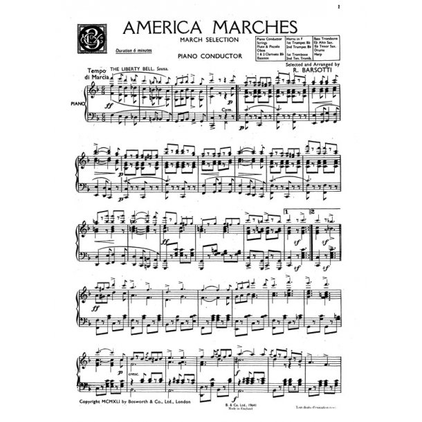 Barsotti, R America Marches Orch Pf Sc/Pts