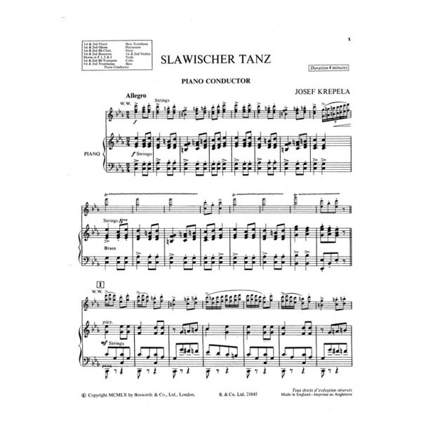 Krepela, J Slawischer Tanz Orch Pf Sc/Pts