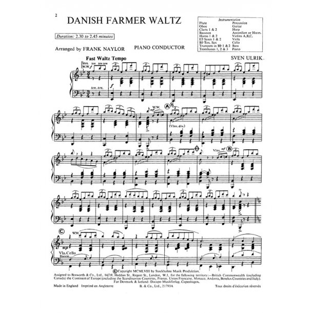 Ulrik, S Danish Farmer Waltz (Naylor) Orch Pf Sc/Pts