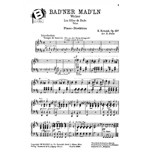 Karl Komzak: Bad'ner Mad'ln Walzer Op.257 (Score/Parts)