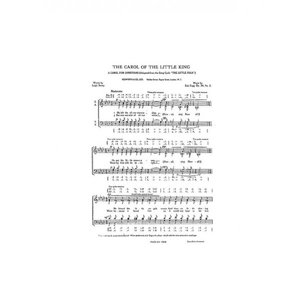 Fogg, E Carol Of The Little King And Jesukin Satb