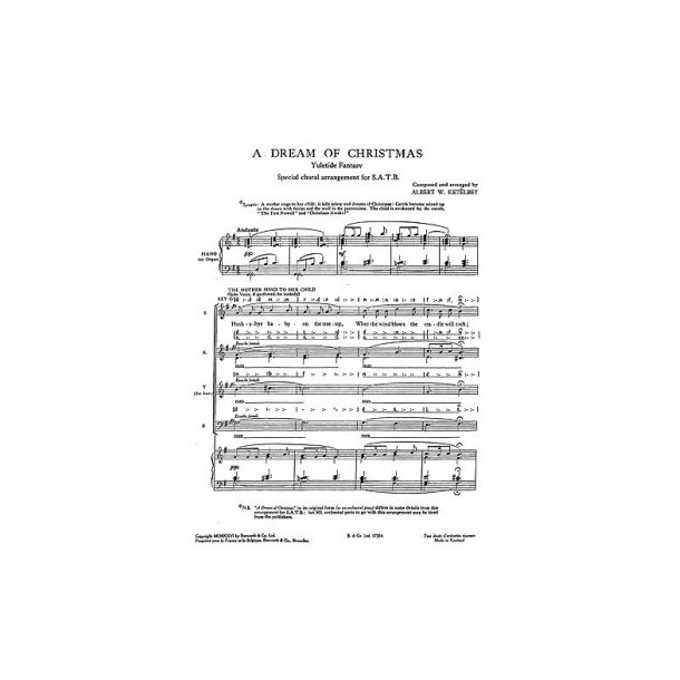 Ketelbey, A W Dream Of Christmas Satb