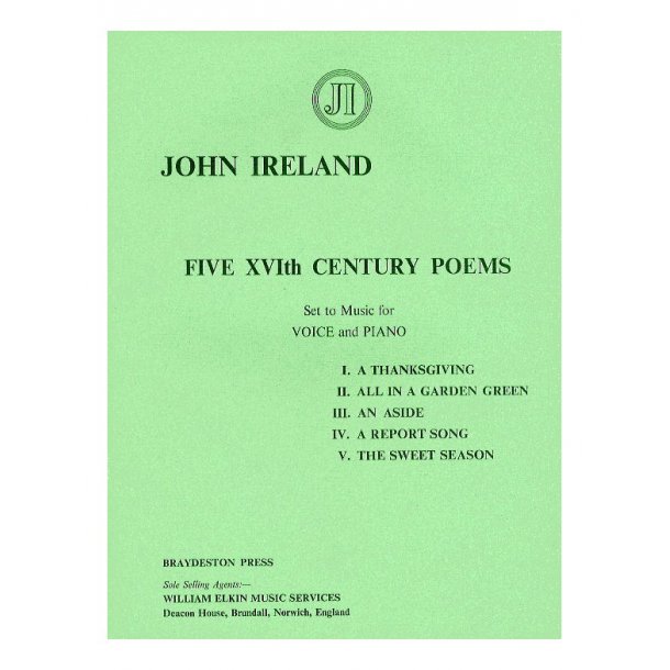 John Ireland: Five Sixteenth Century Poems - Voice - Stepnote Aps