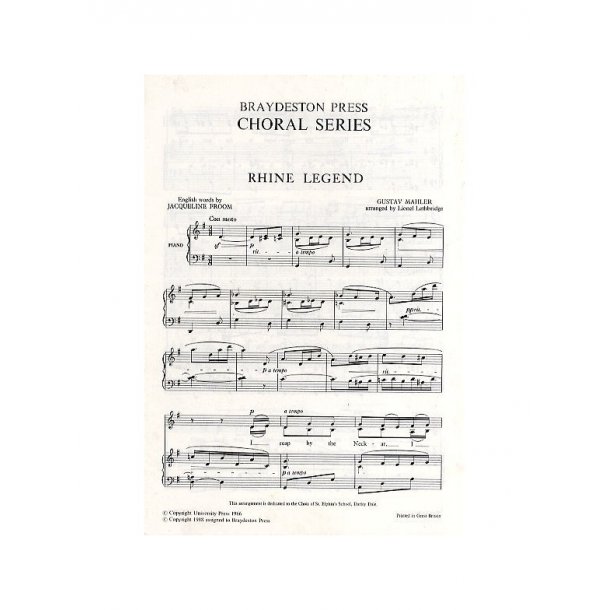 Gustav Mahler: Rhine Legend (2-Part Upper Voices)