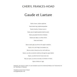 Cheryl Frances-Hoad: Gaude Et Laetere