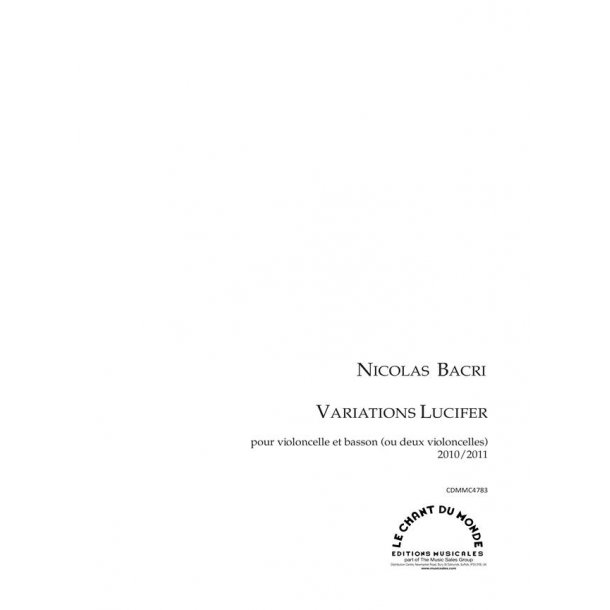 Nicolas Bacri: Variations Lucifer - Pour Violoncelle et Basson