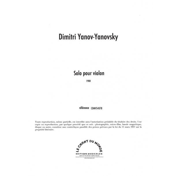 Dimitri Yanov-Yanovsky: Solo
