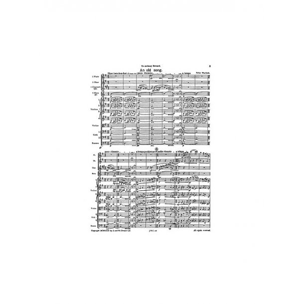 Warlock An Old Song For Small Orchestra F/S