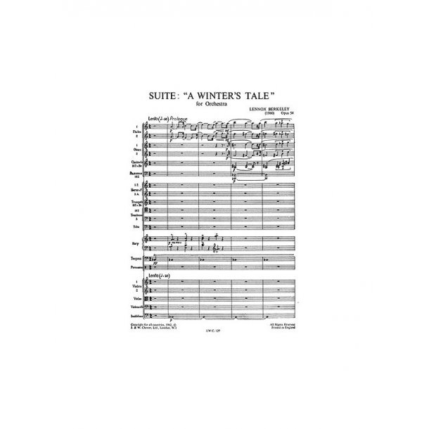 Lennox Berkeley: Suite From The Winter's Tale Op.54 (Miniature Score)