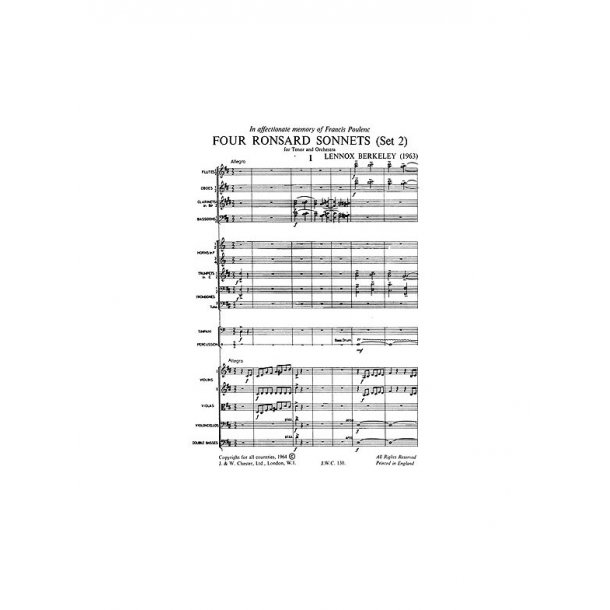 Lennox Berkeley: Four Ronsard Sonnets Op.62 (Miniature Score)