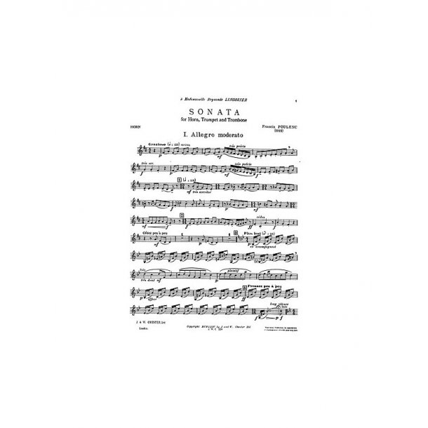 Francis Poulenc: Sonata For Horn, Trumpet and Trombone (Parts)