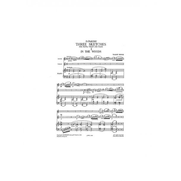 Hodge, T Three Sketches  Flute, Violin And Piano Score And Parts
