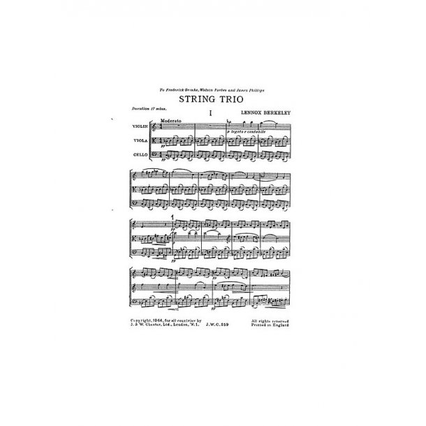 Lennox Berkeley: String Trio Op.19 (Score)