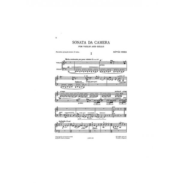 Seiber: Sonata Da Camera (Players' Score)