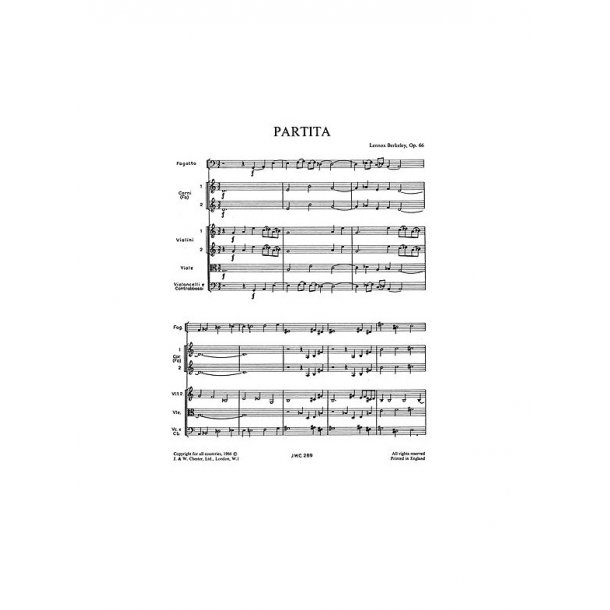 Lennox Berkeley: Partita Op.66 (Miniature Score)