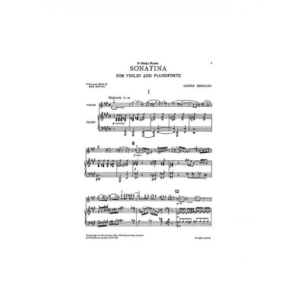 Lennox Berkeley: Sonatina For Violin and Piano