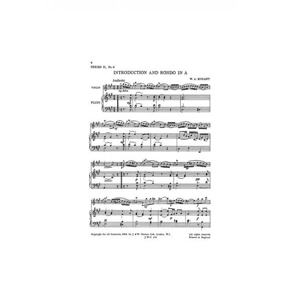 Mozart: Introduction And Rondo In A Major for Violin and Piano