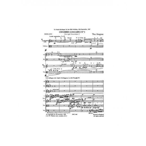 Thea Musgrave: Chamber Concerto No.3 (Study Score)