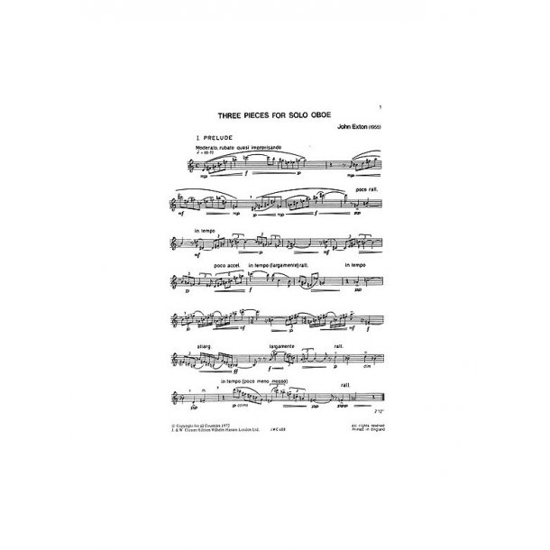 Exton: Three Pieces for Oboe Solo