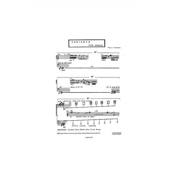 Paul Cooper: Variants For Organ