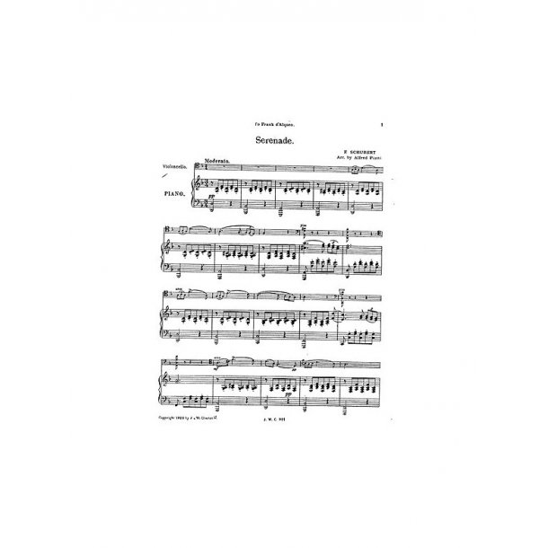 Schubert Serenade From Three Melodies Cello/Piano (Arr Piatti)