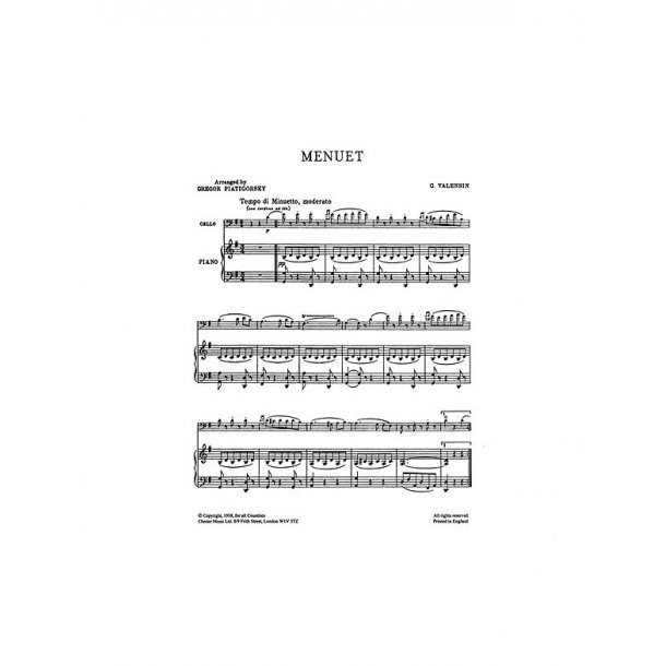 Valensin: Minuet for Cello and Piano